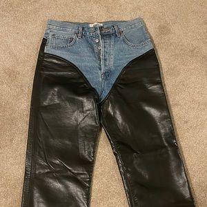 Agolde leather denim chap jeans
